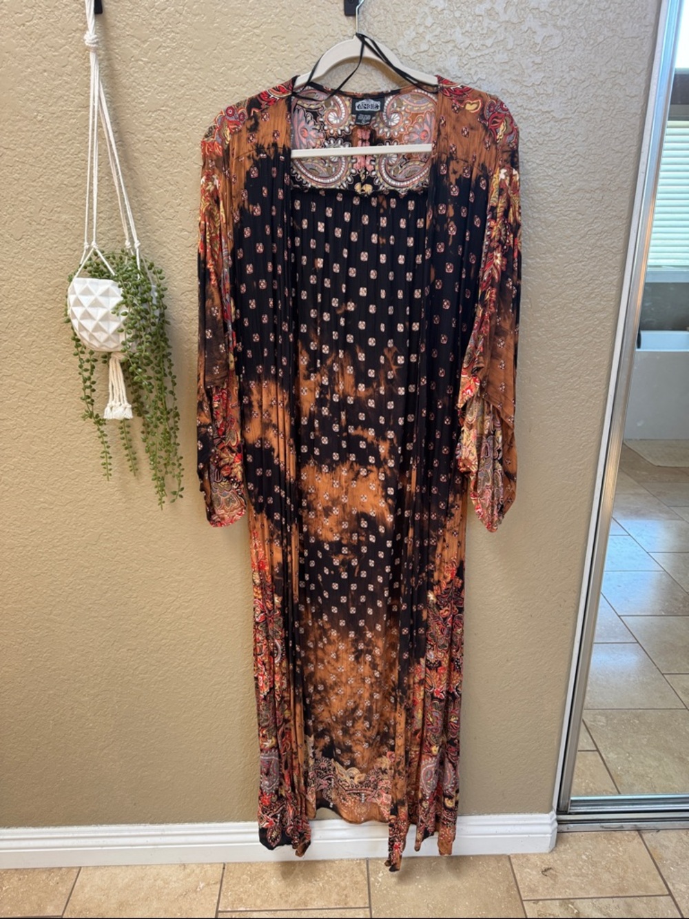 Angie Black & Brown Tie-Dye Boho Cape Duster